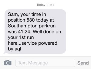 parkrun text result